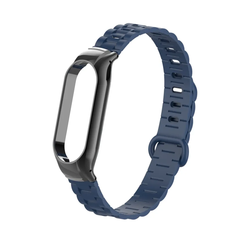 Strap-it® Strap-it Xiaomi Mi Band 7 TPU bandje met frame (donkerblauw)