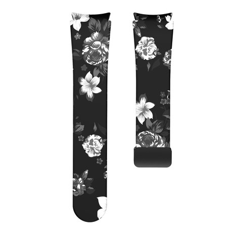 Strap-it® Strap-it Grey Flower Samsung Galaxy Watch 4 Classic 46mm magnetisch bandje Strap-it® Strap-it Grey Flower Samsung Galaxy Watch 4 Classic 46mm magnetisch bandje