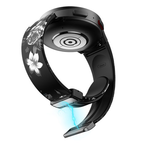 Strap-it® Strap-it Grey Flower Samsung Galaxy Watch 4 40mm magnetisch bandje