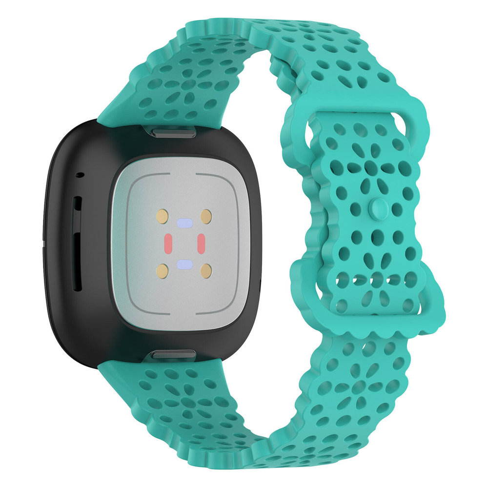Strap-it® Strap-it Fitbit Sense siliconen bandje met patroon (aqua)