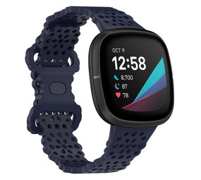 Strap-it® Fitbit Sense siliconen bandje met patroon (donkerblauw)