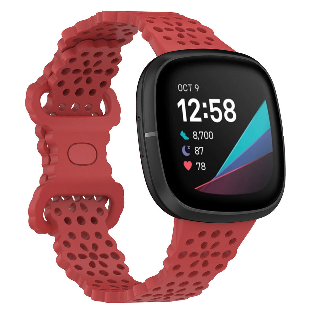 Strap-it® Strap-it Fitbit Sense siliconen bandje met patroon (rood)