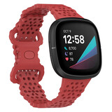 Strap-it® Fitbit Sense siliconen bandje met patroon (rood)
