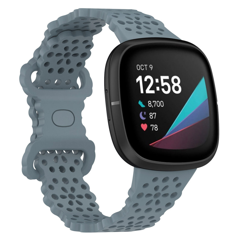 Strap-it® Strap-it Fitbit Sense siliconen bandje met patroon (grijsblauw)