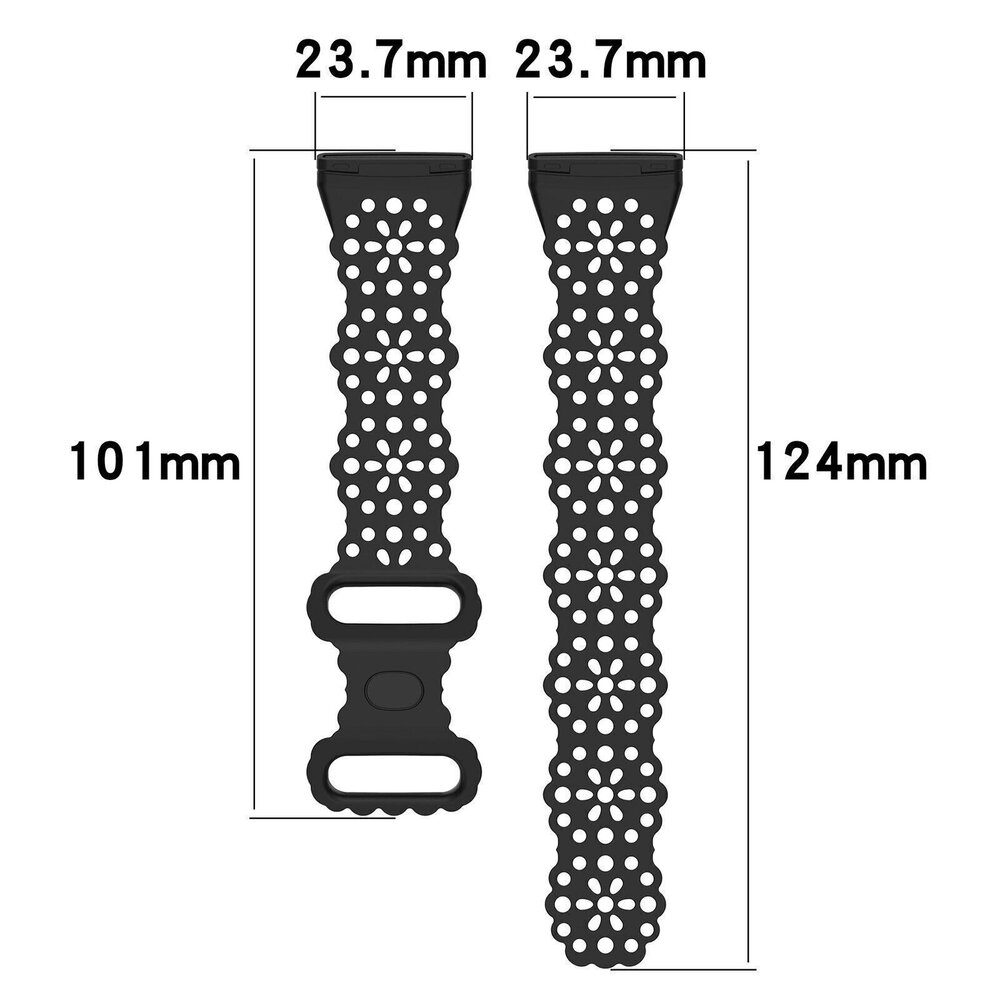 Strap-it® Strap-it Fitbit Versa 4 siliconen bandje met patroon (zwart)