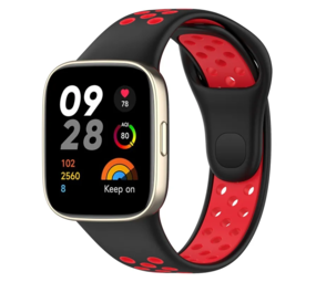 Strap-it® Redmi Watch 3 sport bandje (zwart/rood) Strap-it® Redmi Watch 3 sport bandje (zwart/rood)