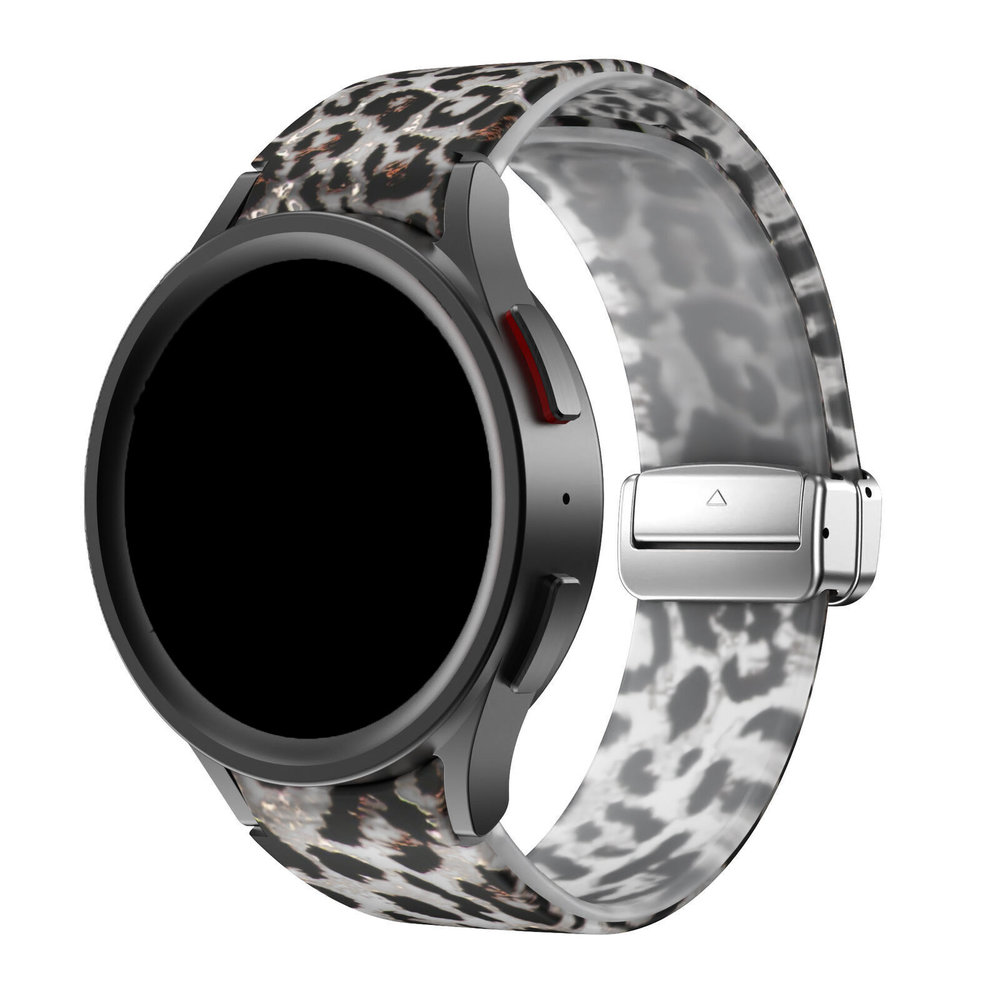 Strap-it® Strap-it Clear Leopard Samsung Galaxy Watch 4 Classic 46mm magnetisch bandje Strap-it® Strap-it Clear Leopard Samsung Galaxy Watch 4 Classic 46mm magnetisch bandje