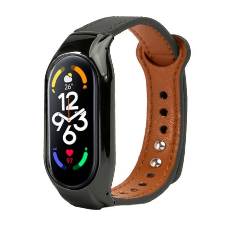 Strap-it® Strap-it Xiaomi Mi Band 7 leren bandje (zwart)