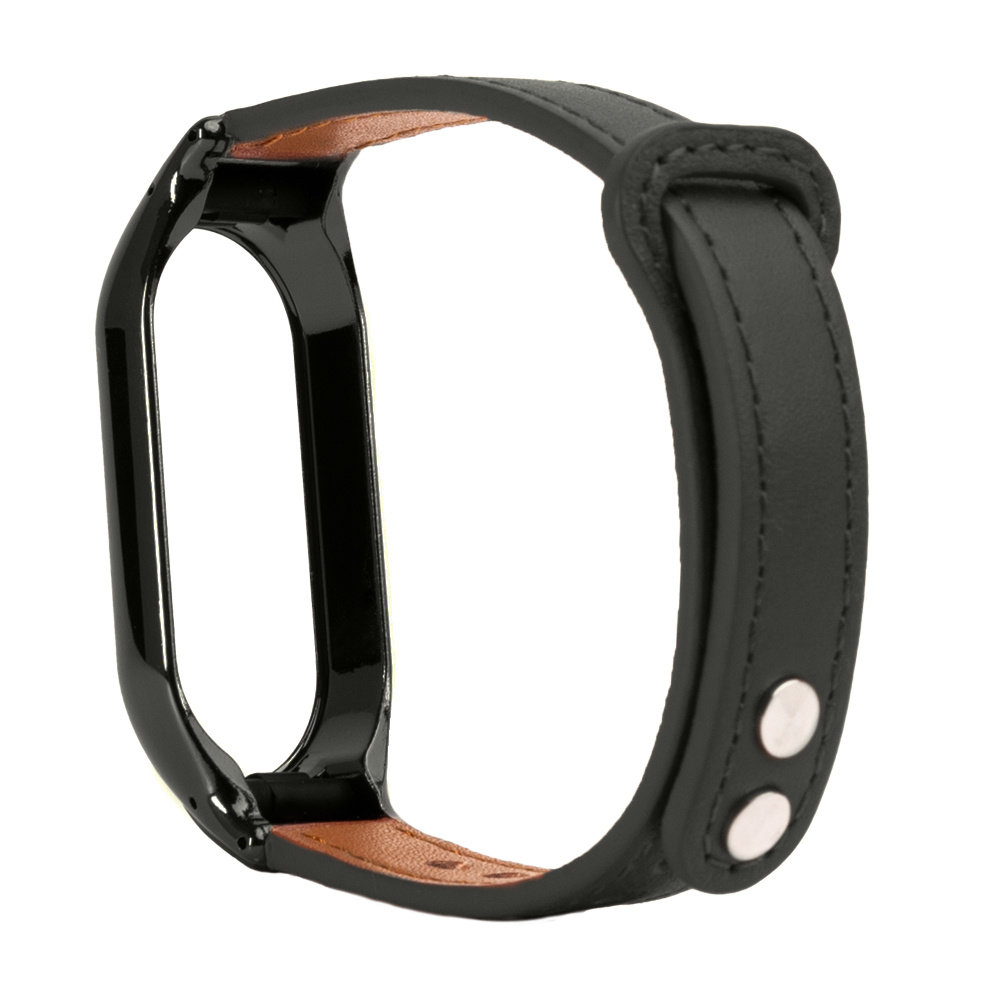 Strap-it® Strap-it Xiaomi Mi Band 7 leren bandje (zwart)