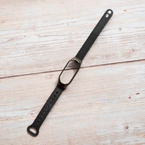 Strap-it® Strap-it Xiaomi Mi Band 7 leren bandje (zwart)