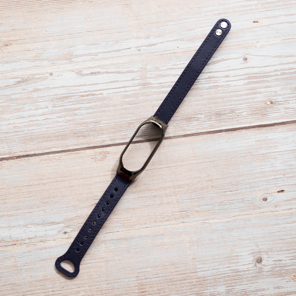 Strap-it® Strap-it Xiaomi Mi Band 7 leren bandje (blauw)