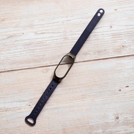 Strap-it® Strap-it Xiaomi Mi Band 7 leren bandje (blauw)