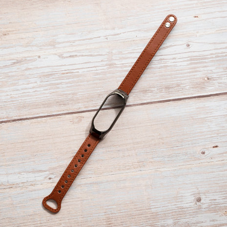 Strap-it® Strap-it Xiaomi Mi Band 7 leren bandje (bruin)