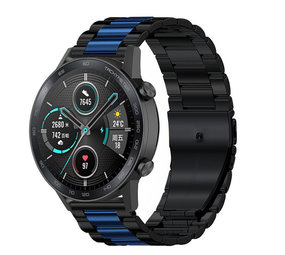 Strap-it® Honor Magic Watch 2 stalen band (zwart/blauw)