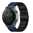 Strap-it® Strap-it Huawei Watch GT 2 Pro stalen band (zwart/blauw)