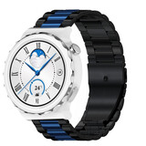 Strap-it® Huawei Watch GT 3 Pro 43mm stalen band (zwart/blauw)