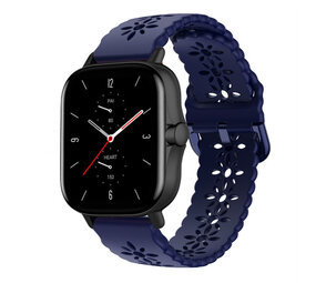 Strap-it® Amazfit GTS 2 siliconen bandje met patroon (donkerblauw)