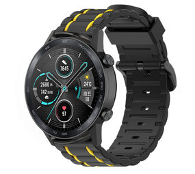 Strap-it® Honor Magic Watch 2 sport gesp band (zwart/geel)