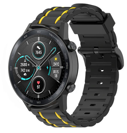 Strap-it® Strap-it Honor Magic Watch 2 sport gesp band (zwart/geel)