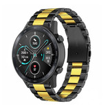 Strap-it® Honor Magic Watch 2 stalen band (zwart/goud)