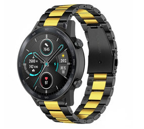 Strap-it® Honor Magic Watch 2 stalen band (zwart/goud)