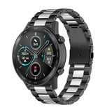 Strap-it® Honor Magic Watch 2 stalen band (zwart/zilver)