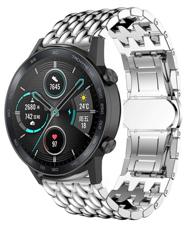 Strap-it® Strap-it Honor Magic Watch 2 stalen draak band (zilver)