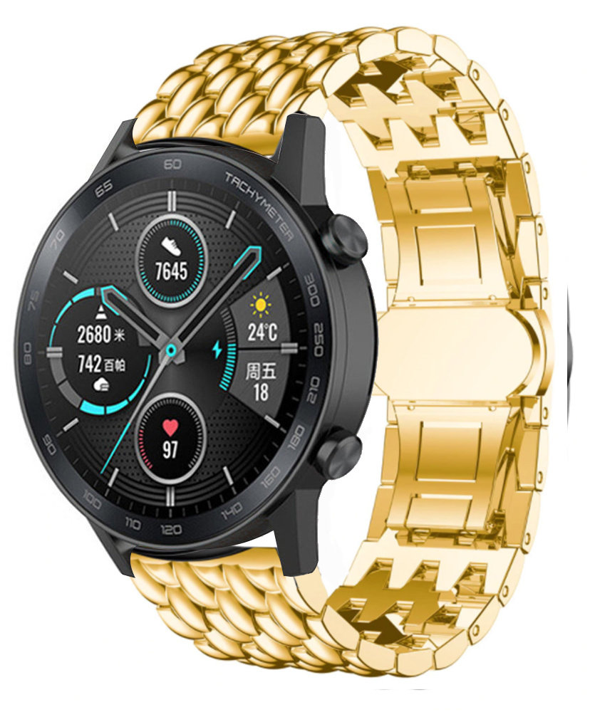 Strap-it® Strap-it Honor Magic Watch 2 stalen draak band (goud)