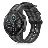 Strap-it® Honor Magic Watch 2 nylon gesp band (zwart/grijs)