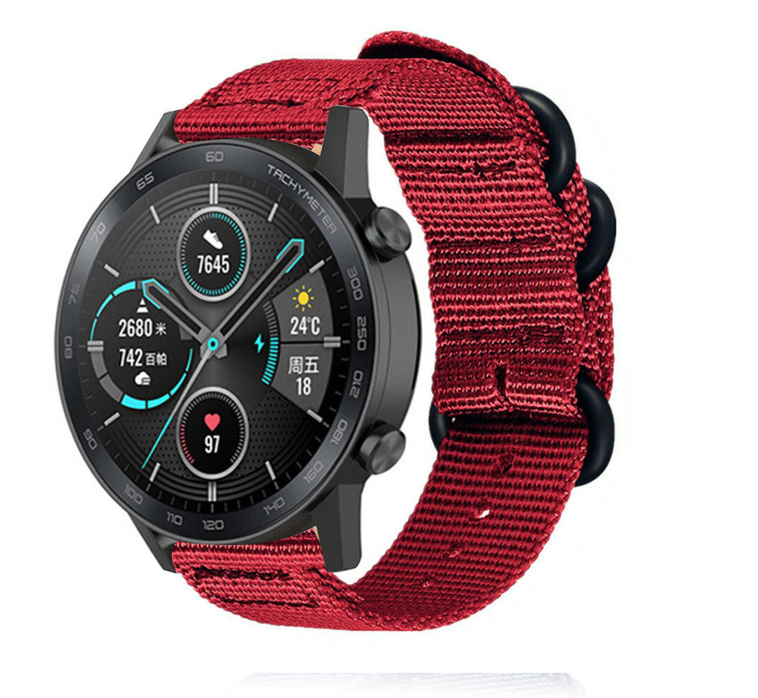 Strap-it® Strap-it Honor Magic Watch 2 nylon gesp band (rood) Strap-it® Strap-it Honor Magic Watch 2 nylon gesp band (rood)