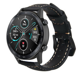 Strap-it® Honor Magic Watch 2 leren bandje (zwart) Strap-it® Honor Magic Watch 2 leren bandje (zwart)
