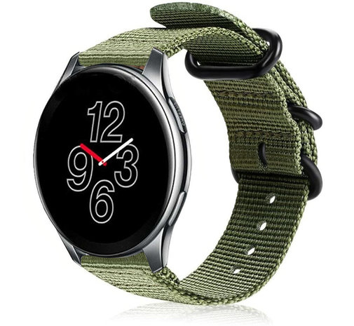 Strap-it® Strap-it OnePlus Watch nylon gesp band (groen
