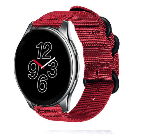 Strap-it® Strap-it OnePlus Watch nylon gesp band (rood)