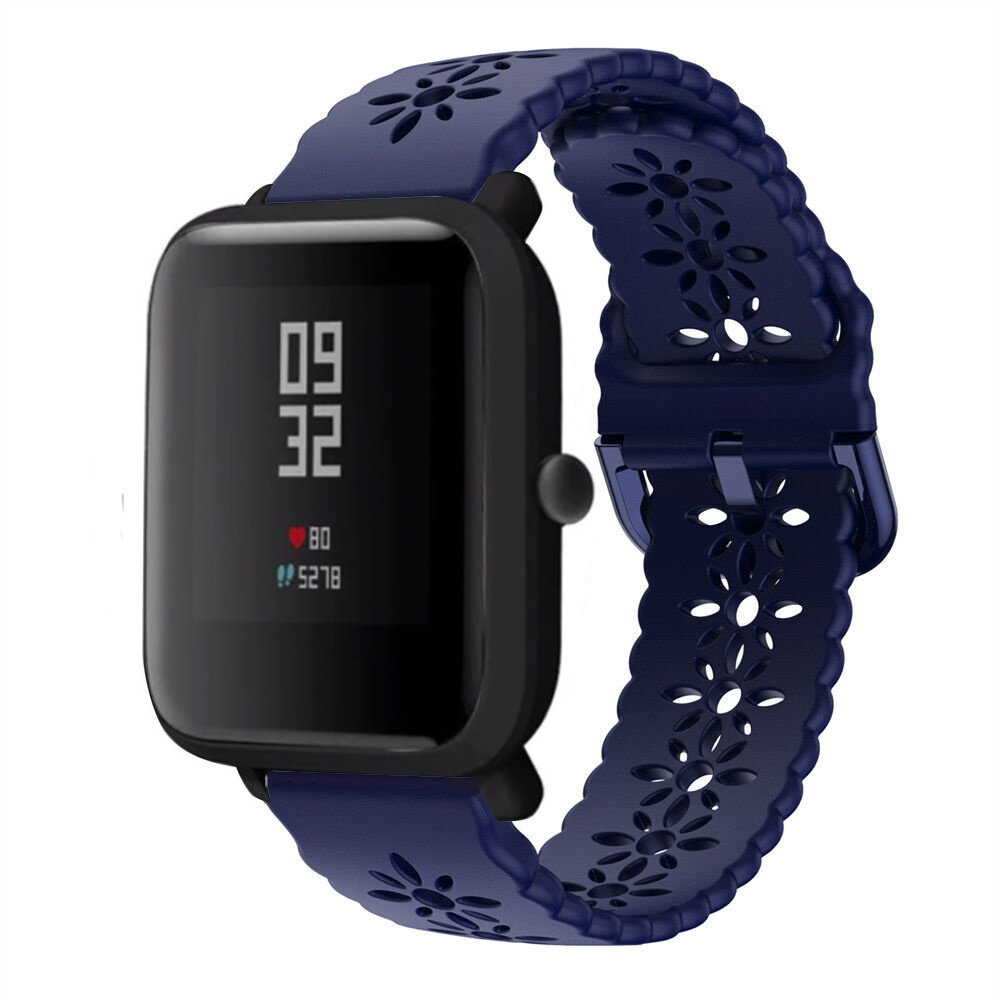 Strap-it® Strap-it Xiaomi Amazfit Bip siliconen bandje met patroon (donkerblauw)