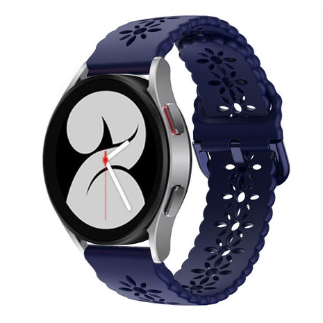 Strap-it® Strap-it Samsung Galaxy Watch 4 44mm siliconen bandje met patroon (donkerblauw) Strap-it® Strap-it Samsung Galaxy Watch 4 44mm siliconen bandje met patroon (donkerblauw)