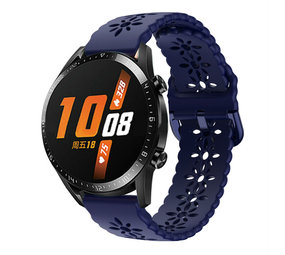 Strap-it® Huawei Watch GT 2 42mm siliconen bandje met patroon (donkerblauw)