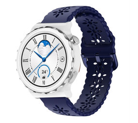 Strap-it® Huawei Watch GT 3 Pro 43mm siliconen bandje met patroon (donkerblauw)