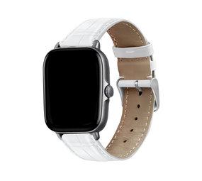 Strap-it® Xiaomi Amazfit Bip leather crocodile grain band (wit)