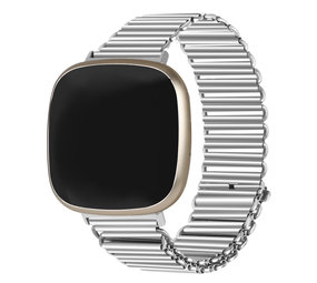 Strap-it® Fitbit Versa 4 stalen loop bandje (zilver)
