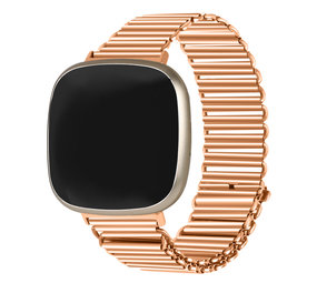 Strap-it® Fitbit Versa 4 stalen loop bandje (rosé goud)