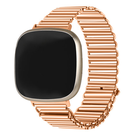 Strap-it® Strap-it Fitbit Versa 4 stalen loop bandje (rosé goud)