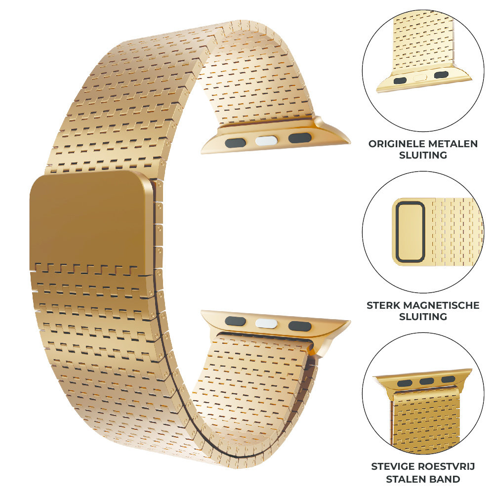 Strap-it® Strap-it Apple Watch luxe metalen mesh bandje (rosé goud)