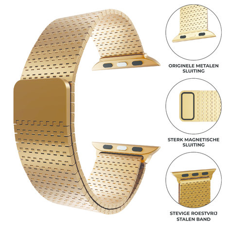 Strap-it® Strap-it Apple Watch luxe metalen mesh bandje (rosé goud)