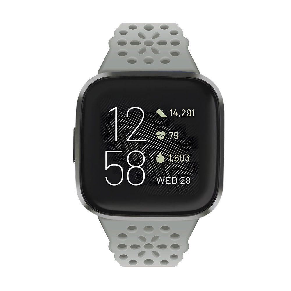 Strap-it® Strap-it Fitbit Versa 3 siliconen bandje met patroon (grijs)