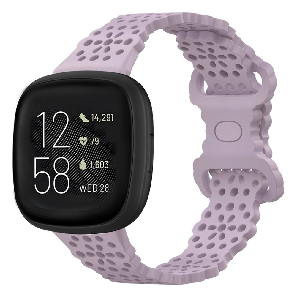 Strap-it® Strap-it Fitbit Versa 3 siliconen bandje met patroon (lichtpaars)