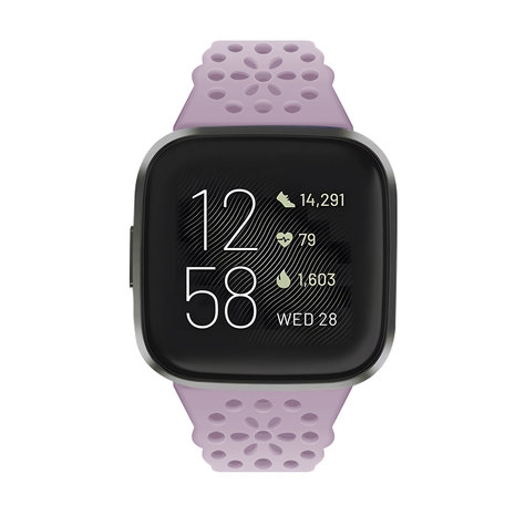Strap-it® Strap-it Fitbit Versa 3 siliconen bandje met patroon (lichtpaars)