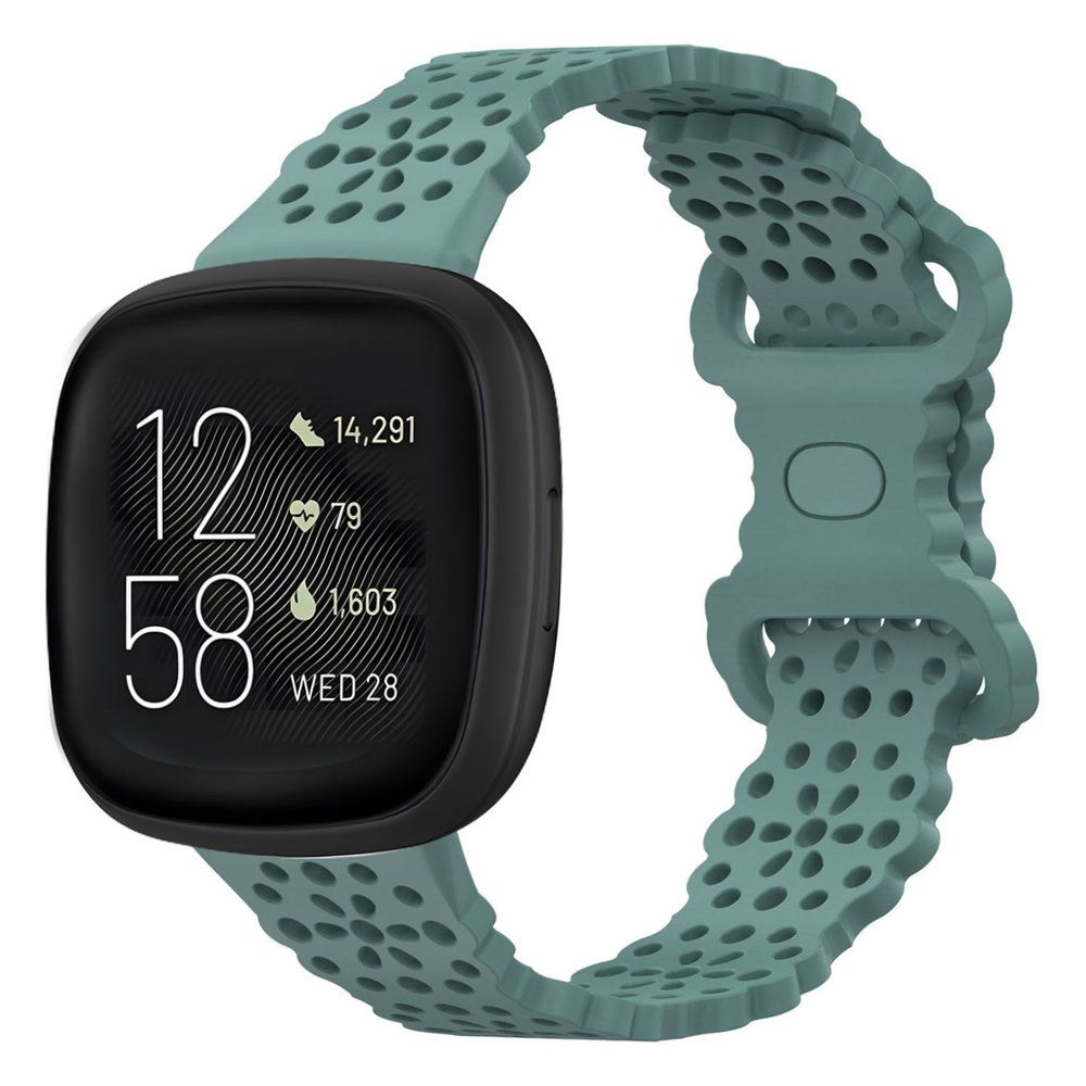Strap-it® Strap-it Fitbit Versa 3 siliconen bandje met patroon (groen)