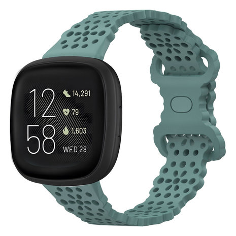 Strap-it® Strap-it Fitbit Versa 3 siliconen bandje met patroon (groen)