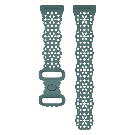 Strap-it® Strap-it Fitbit Versa 3 siliconen bandje met patroon (groen)
