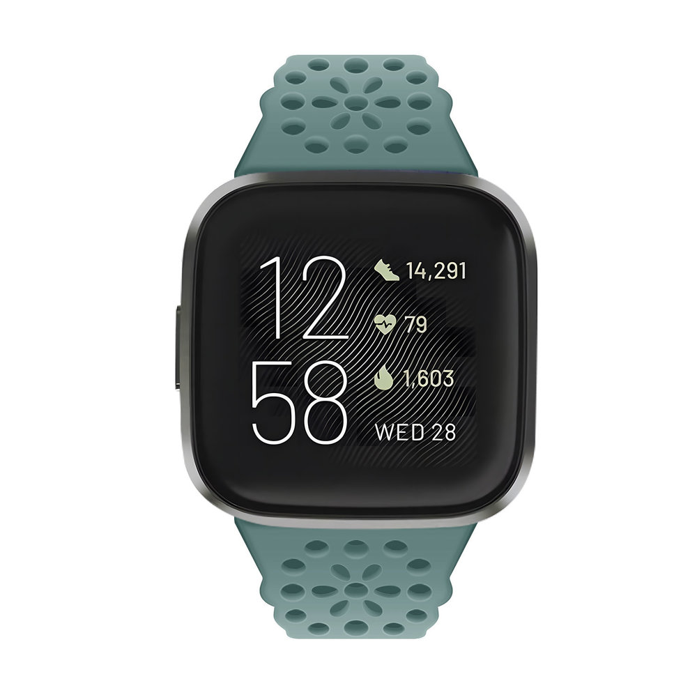 Strap-it® Strap-it Fitbit Versa 3 siliconen bandje met patroon (groen)